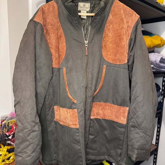 Vintage Beretta Hunting Jacket | Size L | Olive Green Suede Trim | Chore jacket - Picture 2 of 11